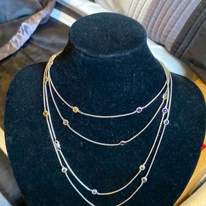 Semi precious  stone rhodium necklace